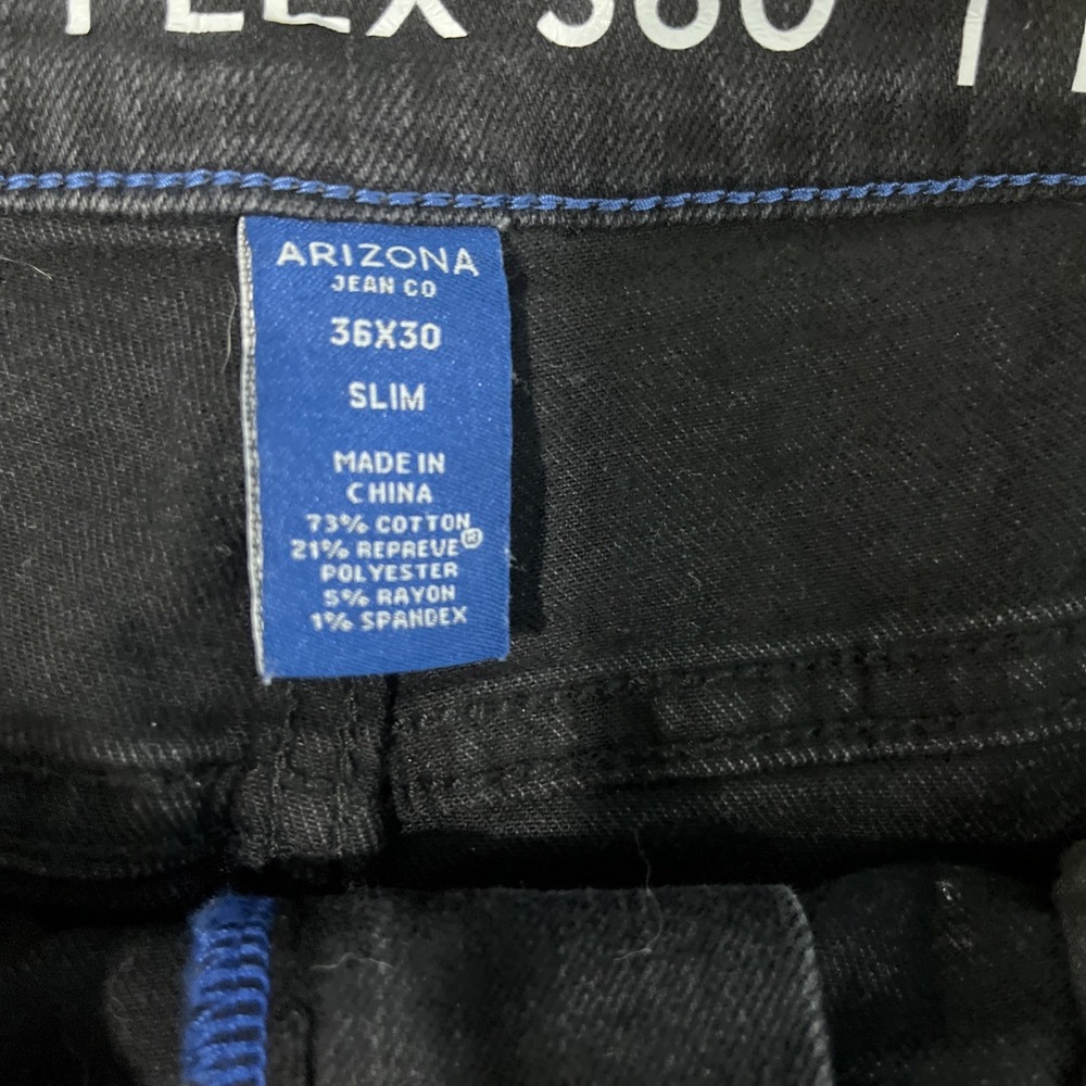 Arizona Jean Co Jeans Mens 36x30 Black Advance Flex 360 Slim Leg Stretch Denim - Picture 5 of 9